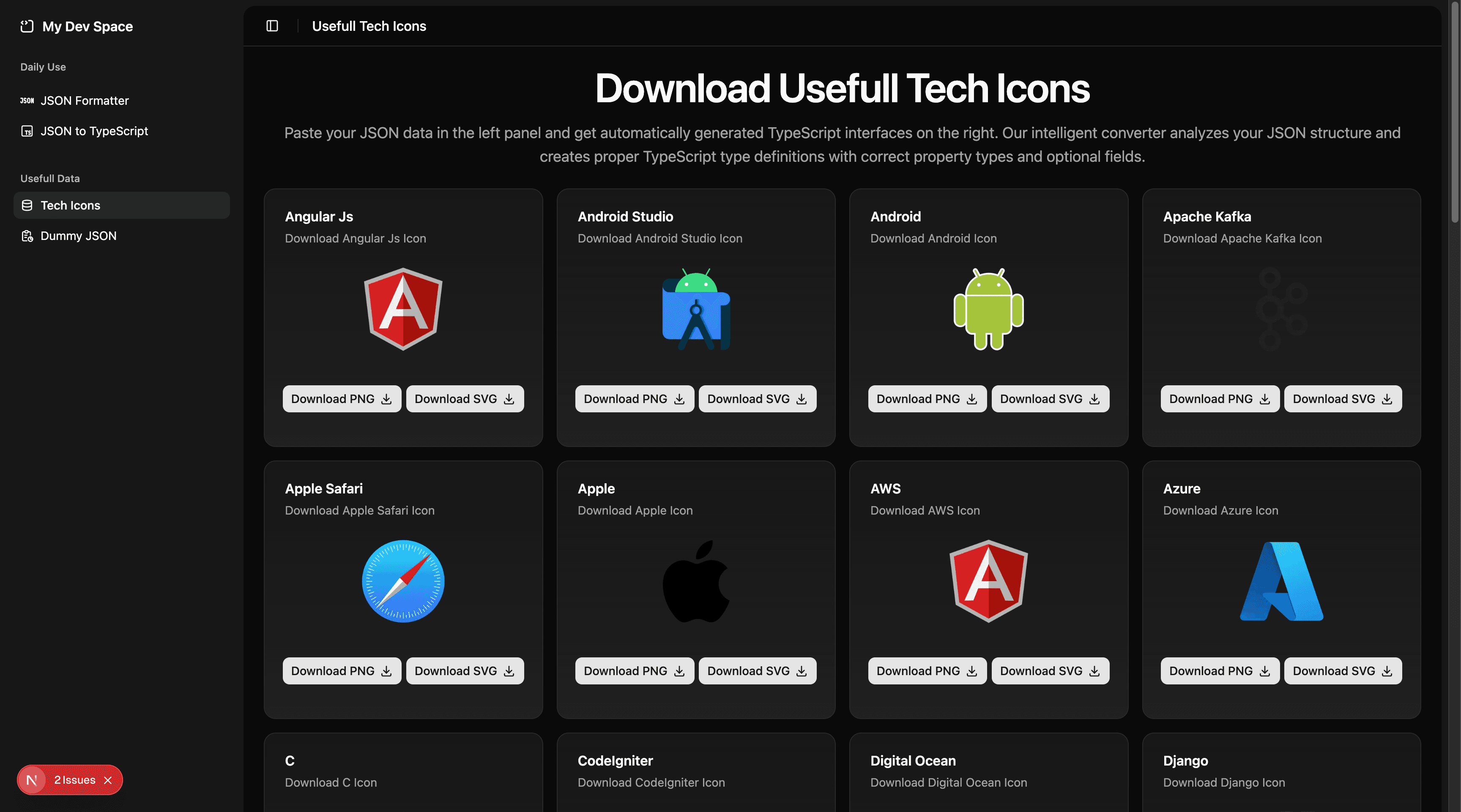 mydevspace developer tools dark